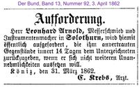 1862 Arnold Leonhard, Solothurn
