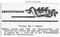 1964 B&uuml;hler August, Zurzach Kanton Aargau