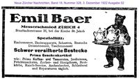 1922 Baer Emil, Z&uuml;rich