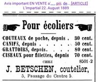 1889 Betschen J., La Chaux de Fonds II