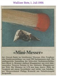1996 Branschi Philipp Solothurn kleines Sackmesser Taschenmesser der Welt
