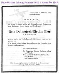 1945 Dolmetsch Riethm&uuml;ller Otto, Z&uuml;rich I