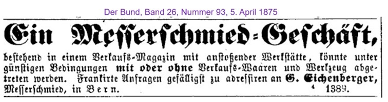 1875 Eichenberger G., Bern Baden II