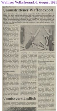 1981 Waffenexporte Taschenmesser Offiziersmesser Elsener Schwyz