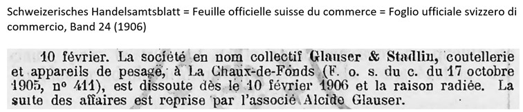1906 Glauser Stadlin, La Chaux de Fonds