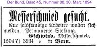 1894 Gschwind E., Bern I