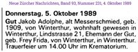 1989 Gut Jakob Adolphe, Winterthur
