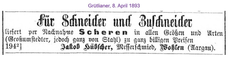 1893 H&uuml;bscher Jakob, Wohlen
