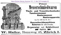 1912 Haller W., Z&uuml;rich I