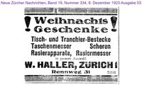 1923 Haller W., Z&uuml;rich