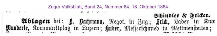 1884 Huber, Mettmenstetten