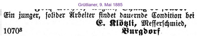 1885 Kl&ouml;tzli E., Burgdorf