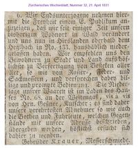 1831 Krauer Gebr&uuml;der, Z&uuml;rich