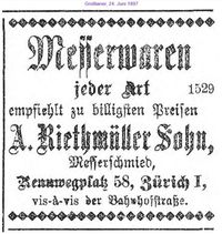 1897 Riethm&uuml;ller A. Sohn, Z&uuml;rich IIII