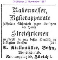 1897 Riethm&uuml;ller A. Sohn, Z&uuml;rich IIIII
