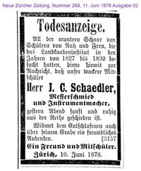 1878 Schaedler J. C., Z&uuml;rich