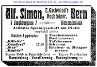 1909 Gschwind E., Simon Alfred, Bern II