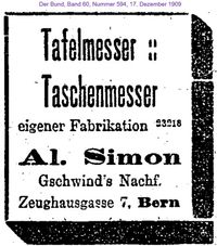 1909 Gschwind E., Simon Alfred, Bern III