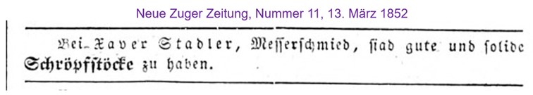 1852 Stadler Xaver, Zug