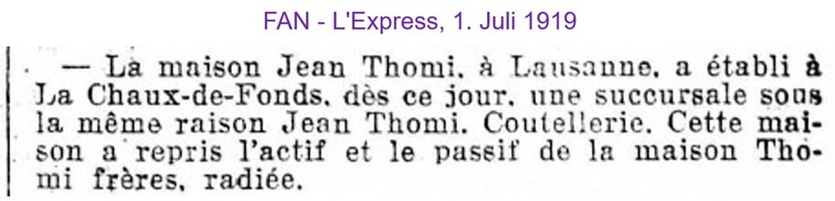 1919 Thomi Jean, Lausanne, La Chaux de Fonds I