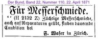 1871 Waser F., Z&uuml;rich I
