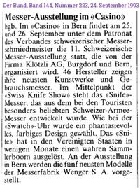 1993 11. Schweizer Messer Ausstellung Snife Wenger Delemont I