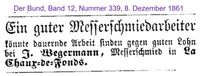 1861 Weyermann J., La Chaux de Fonds