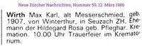 1986 Wirth Max Karl, Winterthur I
