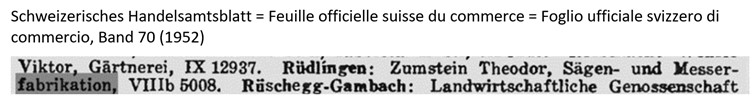1952 Zumstein, R&uuml;dlingen